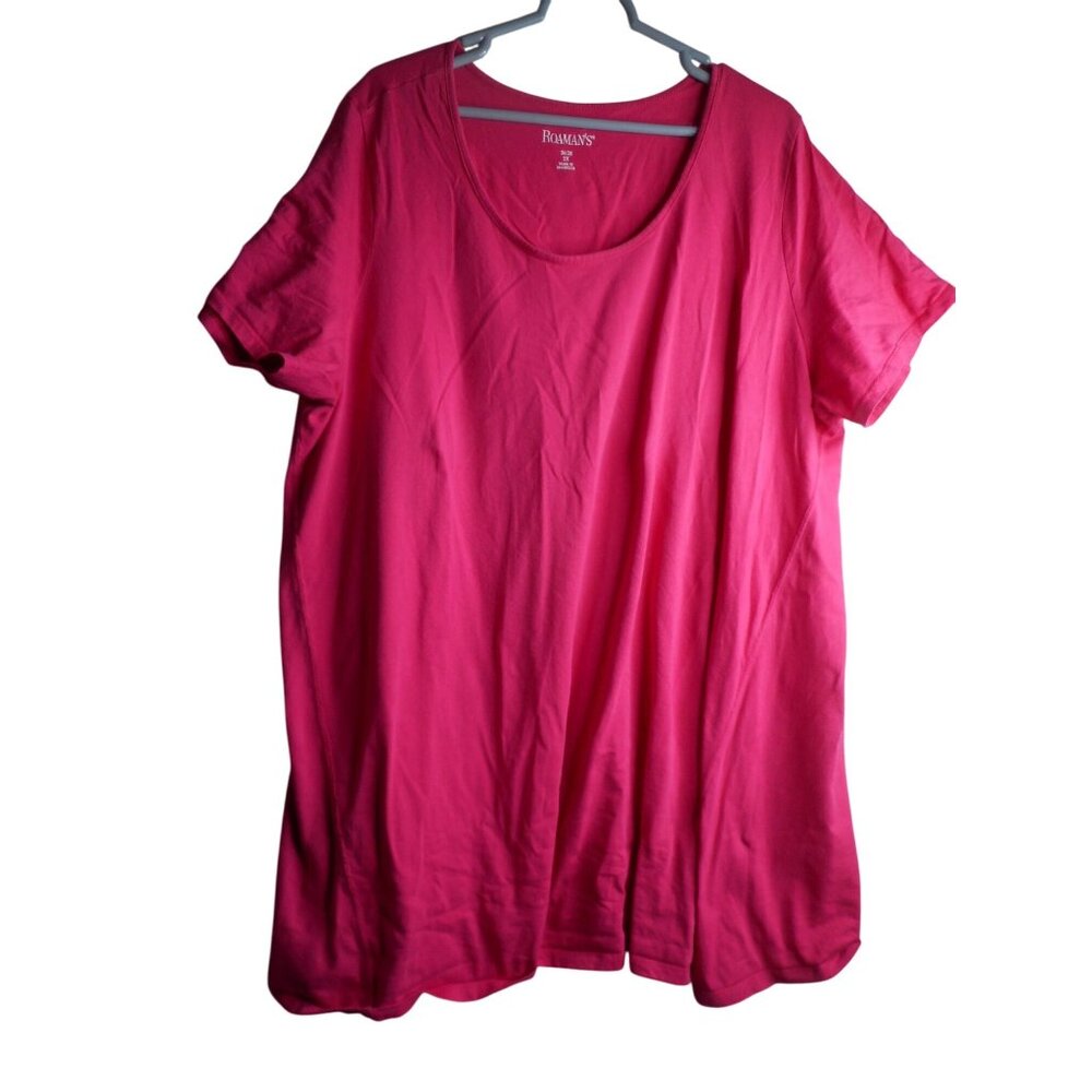 Roaman's Scoop Neck Swing tunic Tee Size 3x 30/32 Raspberry Pink
